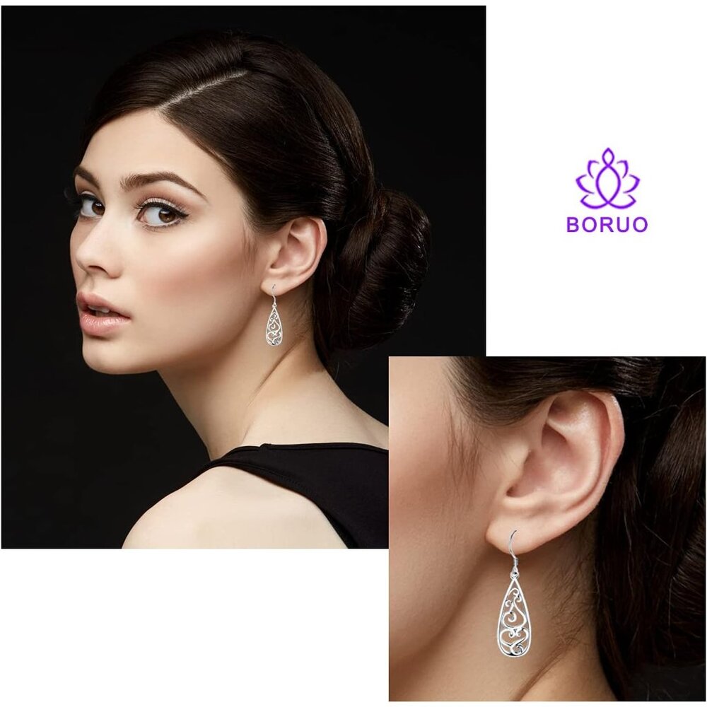 Solid 18k Gold Over Sterling Silver Dangle Earrin… - image 3